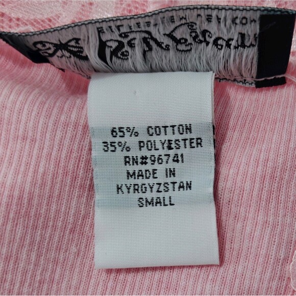 New Vtg Lace Tank Top Self Esteem S Small Long Layering Baby Pink Ribbed Y2K NWT - Picture 6 of 7